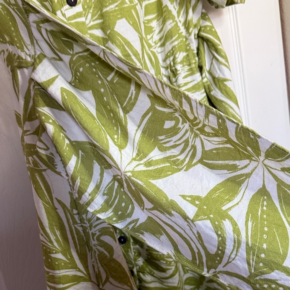 Rachel Parcell Green Leaf Print Mini Dress with waist ties size S - Picture 8 of 13